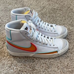 Nike Womens mid Blazers with Red and Orange Swoosh